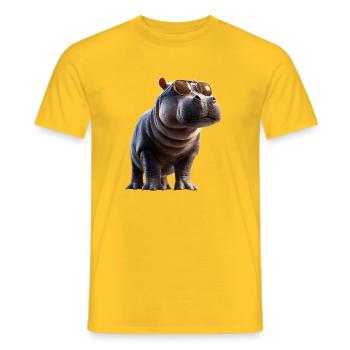 Nilpferd Flusspferd Mama Hippopotamus Cooles Hippo - Men's T-Shirt - yellow - Front - AI Model Male 178 dark (178cm)