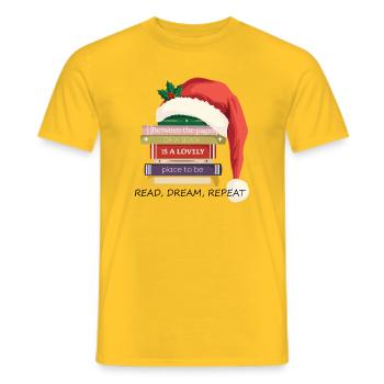 Livre Stack avec chapeau de Noël - T-shirt homme - jaune - Devant - AI Model Male 178 dark (178cm)