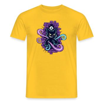 Chat magique - Chat magique avec un œil qui voit tout - T-shirt homme - jaune - Devant - AI Model Male 178 dark (178cm)