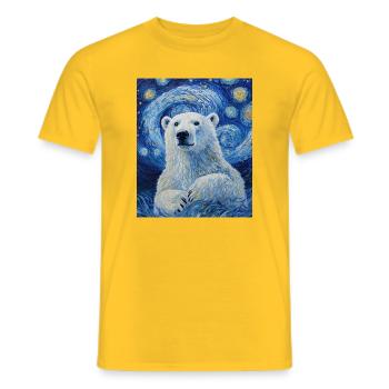 Polar Bear Bear Bears Van Gogh Style Starry Night - Men's T-Shirt - yellow - Front - AI Model Male 178 dark (178cm)