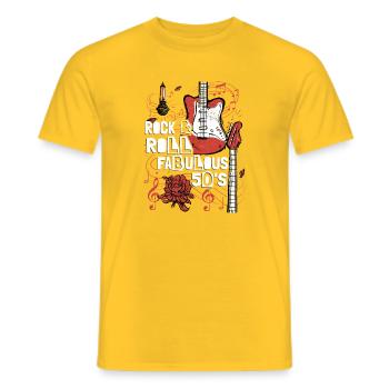 Rock & Roll Fabulous 50's Music Guitar Rock Band - Men's T-Shirt - yellow - Front - AI Model Male 178 dark (178cm)