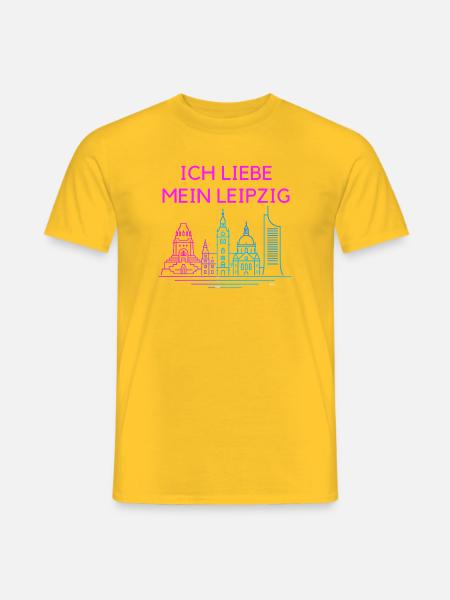 I love my Leipzig Neon Skyline - Men's T-Shirt - yellow