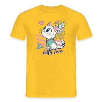 Kitty Love Geometric Pop Art - Men's T-Shirt - yellow - Front - AI Model Male 178 dark (178cm)