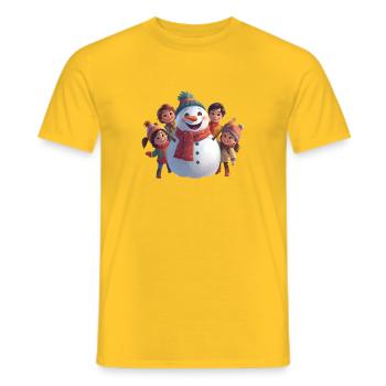Bonhomme de neige et amis en hiver - T-shirt homme - jaune - Devant - AI Model Male 178 dark (178cm)