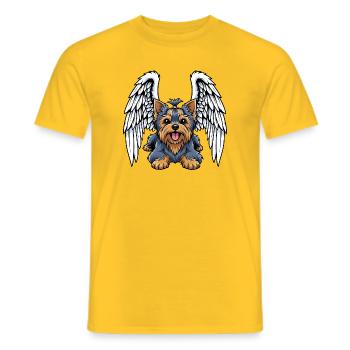 Mignon Yorkshire Terrier Angel Cartoon Dog Holder - T-shirt homme - jaune - Devant - AI Model Male 178 dark (178cm)