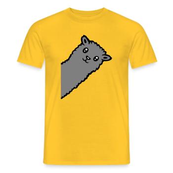 Gray Alpaca Llama Head Curious Funny Look - Men's T-Shirt - yellow - Front - AI Model Male 178 dark (178cm)