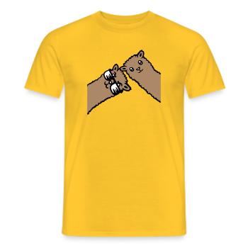 Deux Llamas Marron Alpaga Lunettes de Soleil Curious - T-shirt homme - jaune - Devant - AI Model Male 178 dark (178cm)