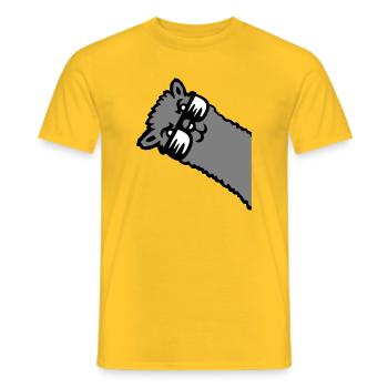 Llama Alpaca Head Sunglasses Cool Gray Funny Cute - Men's T-Shirt - yellow - Front - AI Model Male 178 dark (178cm)