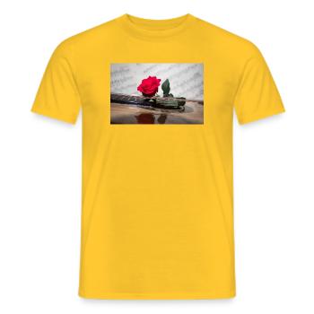Red Rose on Guitar - Men's T-Shirt - yellow - Front - AI Model Male 178 dark (178cm)