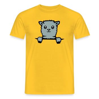 Lama mignon alpaga moelleux qui sort - T-shirt homme - jaune - Devant - AI Model Male 178 dark (178cm)
