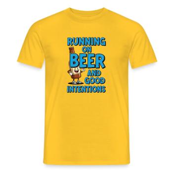 Courir sur la bière et les bonnes intentions - T-shirt homme - jaune - Devant - AI Model Male 178 dark (178cm)