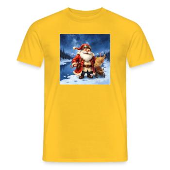 Vintage Weihnachtsmann auf Eis - Männer T-Shirt - Gelb - Vorne - AI Model Male 178 dark (178cm)