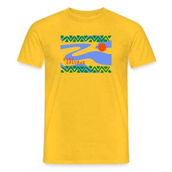 Surf Salvaje Psychedelic Waves - Men's T-Shirt - yellow - Front - AI Model Male 178 dark (178cm)