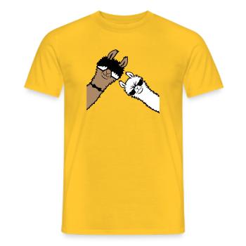 2 Cool Lamas Lunettes de soleil Funny Nerd Friends - T-shirt homme - jaune - Devant - AI Model Male 178 dark (178cm)