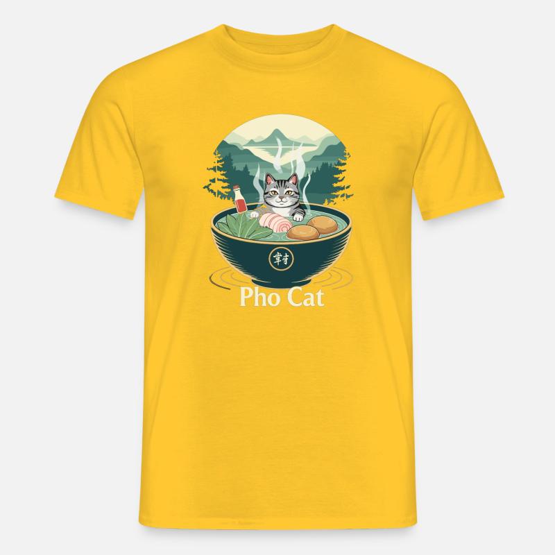 Pho Cat im Ramenbecher - Männer T-Shirt - Gelb