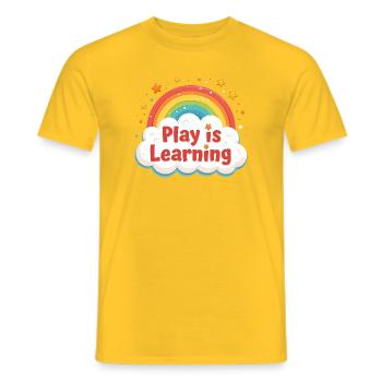 Jouer, c’est apprendre, préscolaire, préscolaire, maternelle - T-shirt homme - jaune - Devant - AI Model Male 178 dark (178cm)