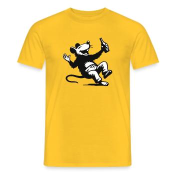 Schwarzweiß Ratte mit Bierflasche - Männer T-Shirt - Gelb - Vorne - AI Model Male 178 dark (178cm)