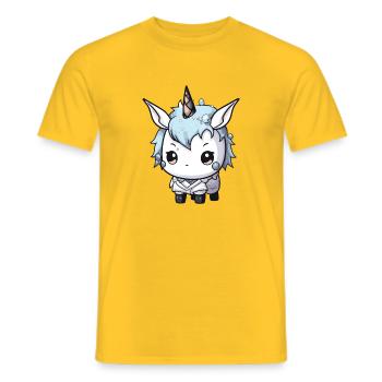 Licorne Hiver Animal Bébé Bande Dessinée - T-shirt homme - jaune - Devant - AI Model Male 178 dark (178cm)