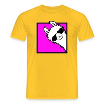 Lama Cool Peeks Around Corner Side Sunglasses Alpaca - Men's T-Shirt - yellow - Front - AI Model Male 178 dark (178cm)