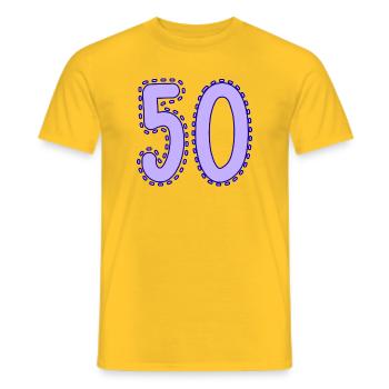 50. 50 ANS. 50e ANNIVERSAIRE. ANNIVERSAIRE 50 ANS. - T-shirt homme - jaune - Devant - AI Model Male 178 dark (178cm)