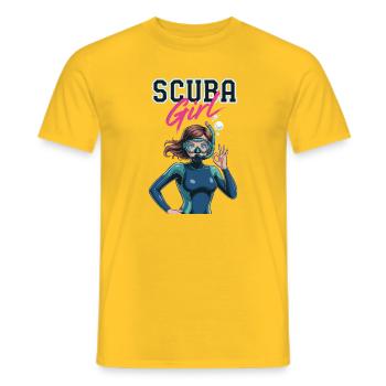 Scuba Girl Diver Design - Men's T-Shirt - yellow - Front - AI Model Male 178 dark (178cm)