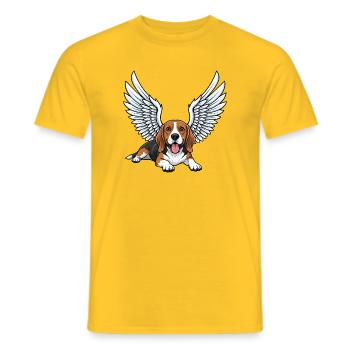 Mignon Beagle Ange Dessin animé ailes Deuil Chien Tenir - T-shirt homme - jaune - Devant - AI Model Male 178 dark (178cm)