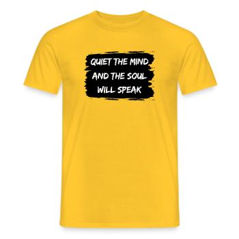 Calm Spirit Speaks – Quote Motive Spirituality - Men's T-Shirt - yellow - Front - AI Model Male 178 dark (178cm)