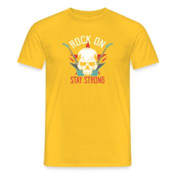 Rock On Stay Strong Rock Band Guitar Music - Männer T-Shirt - Gelb - Vorne - AI Model Male 178 dark (178cm)