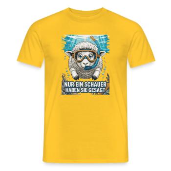 Nur ein Schauer – Lustiges Schaf Design - Männer T-Shirt - Gelb - Vorne - AI Model Male 178 dark (178cm)