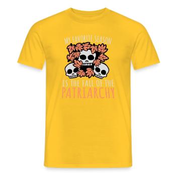 My Favorite Season Is The Fall Of The Patriarchy - Men's T-Shirt - yellow - Front - AI Model Male 178 dark (178cm)