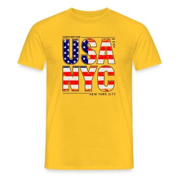 USA NYC Flagge Buchstaben - Männer T-Shirt - Gelb - Vorne - AI Model Male 178 dark (178cm)