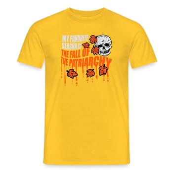 My Favorite Season Is The Fall Of The Patriarchy - Men's T-Shirt - yellow - Front - AI Model Male 178 dark (178cm)