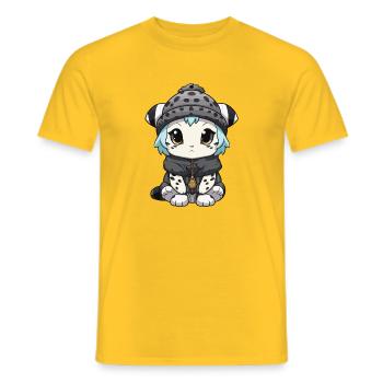 Bébé léopard des neiges léopard d’hiver - T-shirt homme - jaune - Devant - AI Model Male 178 dark (178cm)