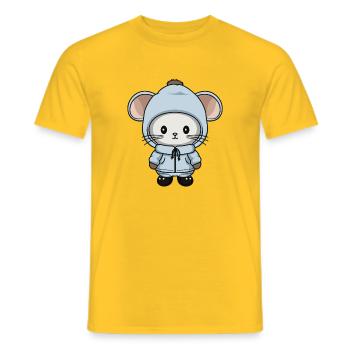 Mouse Winter Animal Baby Comic - Men's T-Shirt - yellow - Front - AI Model Male 178 dark (178cm)