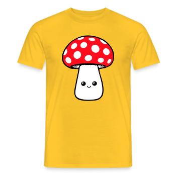 Pilz Glücklich Niedlich Lächelnd Gesicht Kawaii - Männer T-Shirt - Gelb - Vorne - AI Model Male 178 dark (178cm)