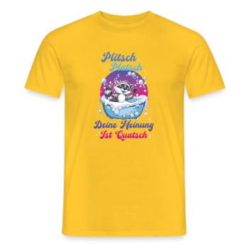 Drôle Plitsch Platsch, ton opinion est absurde - T-shirt homme - jaune - Devant - AI Model Male 178 dark (178cm)