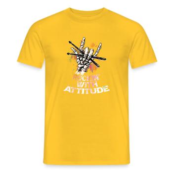 Rockin' With Attitude Music Guitar Rock Band - Männer T-Shirt - Gelb - Vorne - AI Model Male 178 dark (178cm)