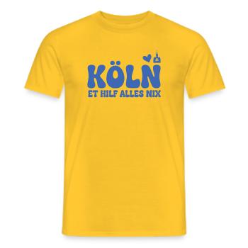 Köln Dialekt Grobschrift Logo - Männer T-Shirt - Gelb - Vorne - AI Model Male 178 dark (178cm)