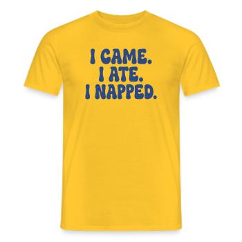 I Came I Ate I Napped - Männer T-Shirt - Gelb - Vorne - AI Model Male 178 dark (178cm)