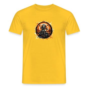 Skeleton Biker in Halloween Ring - Men's T-Shirt - yellow - Front - AI Model Male 178 dark (178cm)