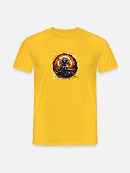 Skeleton Biker in Halloween Ring - Men's T-Shirt - yellow