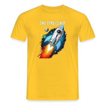 ROCKET MARS THE TIME IS RIP - Men's T-Shirt - yellow - Front - AI Model Male 178 dark (178cm)