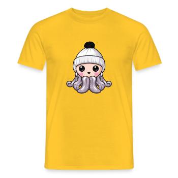 Octopus Winter Animal Baby Comic - Men's T-Shirt - yellow - Front - AI Model Male 178 dark (178cm)