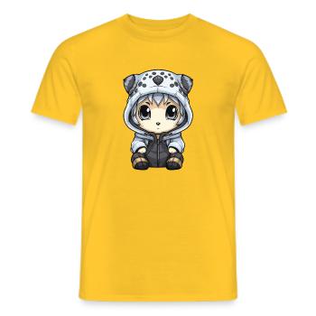 Bébé léopard des neiges léopard d’hiver - T-shirt homme - jaune - Devant - AI Model Male 178 dark (178cm)