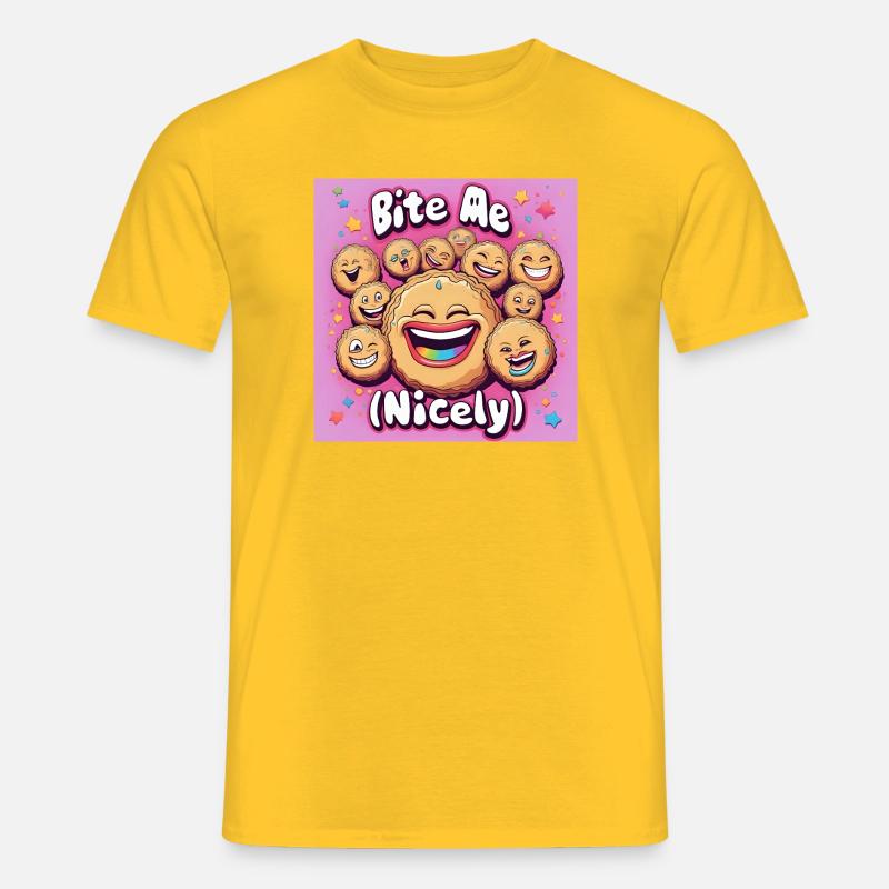 Bite Me Nicely Kekse Lachdesign - Männer T-Shirt - Gelb