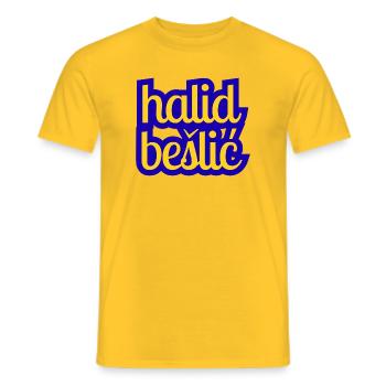 Halid Bešlić - Design in Blau gelb - Männer T-Shirt - Gelb - Vorne - AI Model Male 178 dark (178cm)