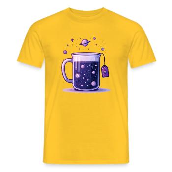 Universe Tea Galaxy in Tea Cup - Men's T-Shirt - yellow - Front - AI Model Male 178 dark (178cm)