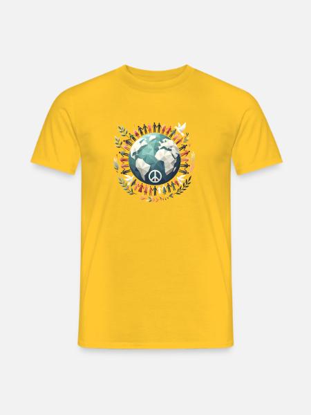 World Peace Globe Circle Doves - Men's T-Shirt - yellow