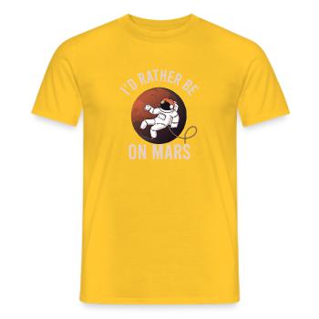 Mars Planet Space Vintage Rocket - Men's T-Shirt - yellow - Front - AI Model Male 178 dark (178cm)