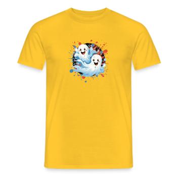 Cheerful ghosts in a shower of colour - Men's T-Shirt - yellow - Front - AI Model Male 178 dark (178cm)
